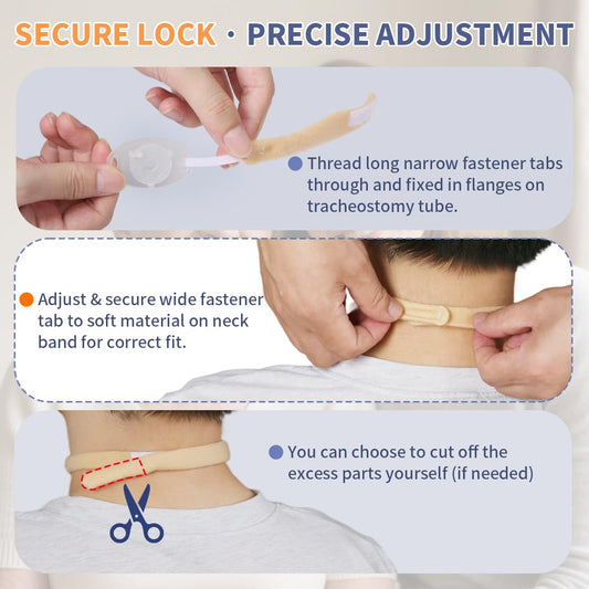 EHUSPU tracheostomy tube holder hook loop closure securing stability during movement.
