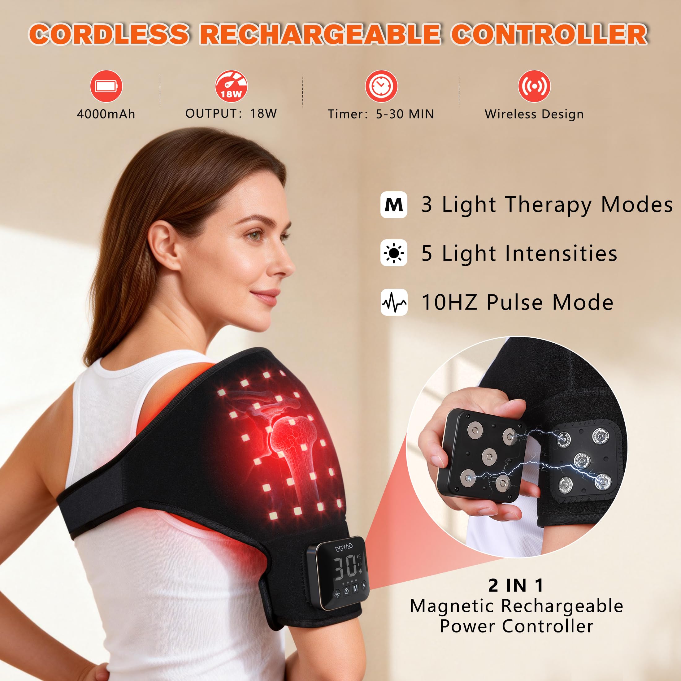 Eicolorte cordless controller 4000mAh enables portable therapy sessions.
