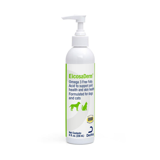 EicosaDerm Omega 3 Liquid pump bottle for easy pet supplementation