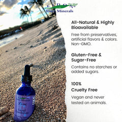 Eidon Ionic Minerals zinc dropper closeup highlighting purity and potency