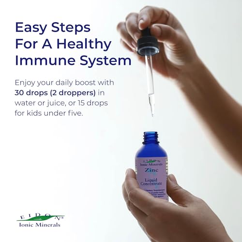 Two-ounce zinc drops package from Eidon for family-friendly supplementation.