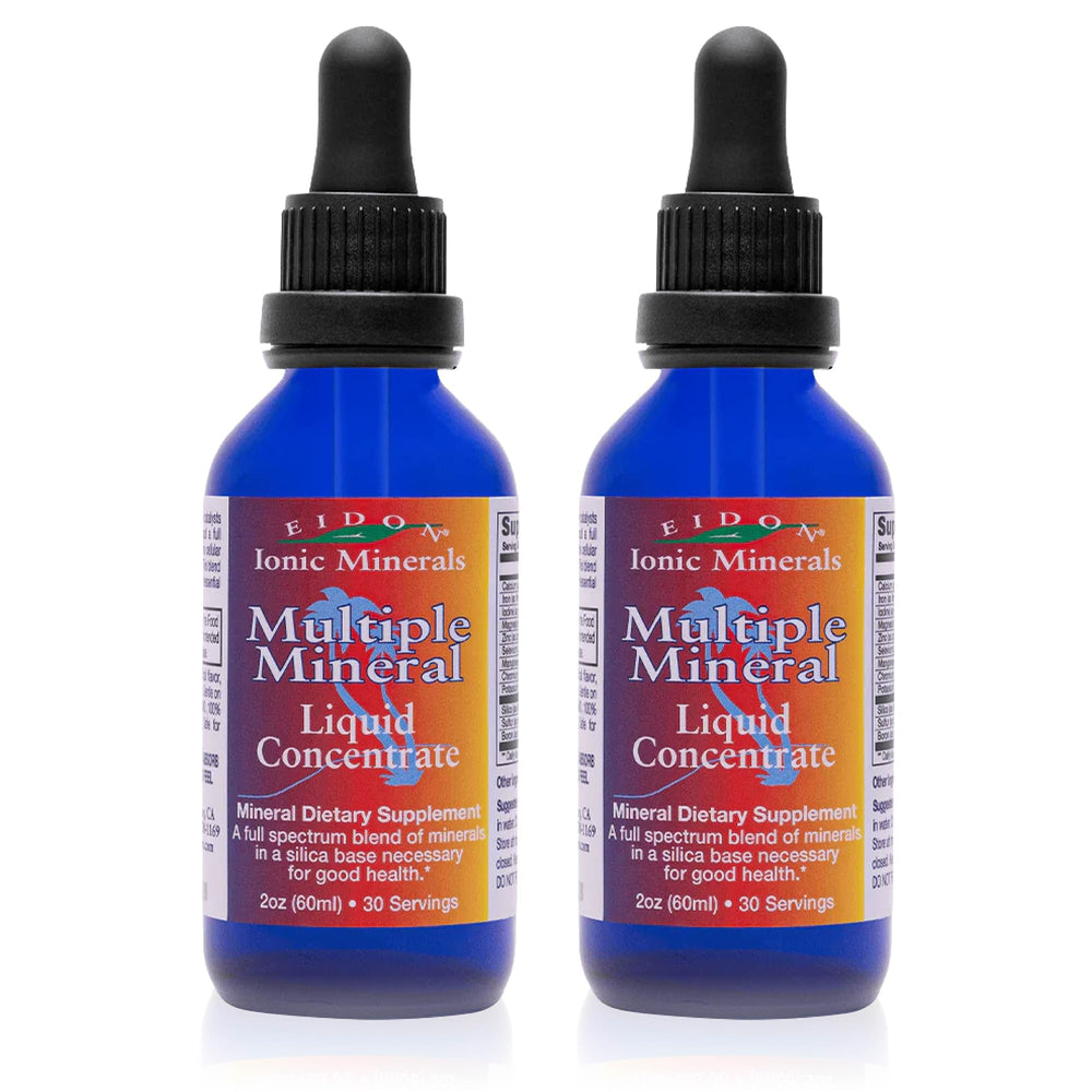 Eidon Multiple Minerals bottle showing the bioavailable mineral drops for daily hydration.