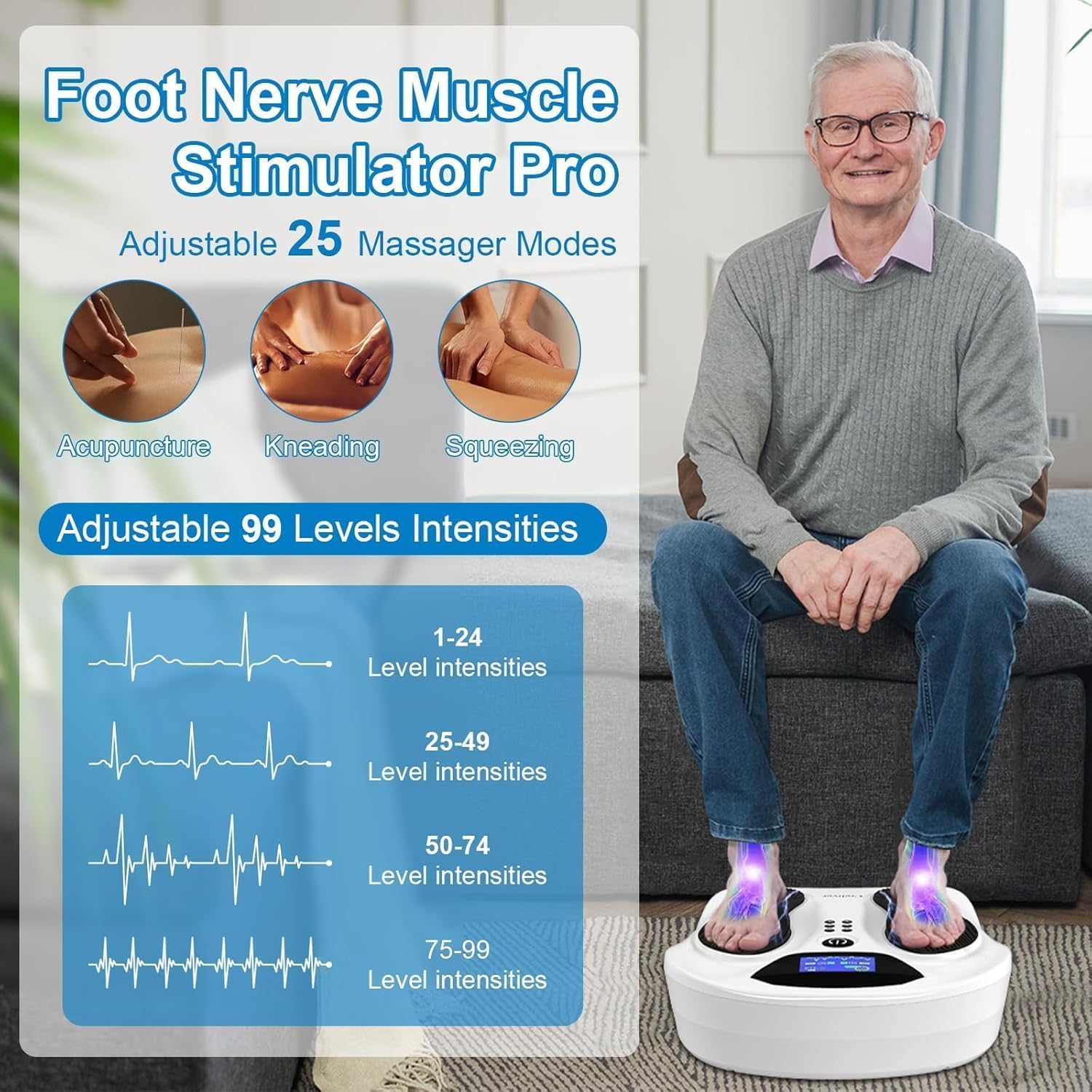 EIGOTDYH EMS Foot Massager Pro+ use on calves for broader comfort