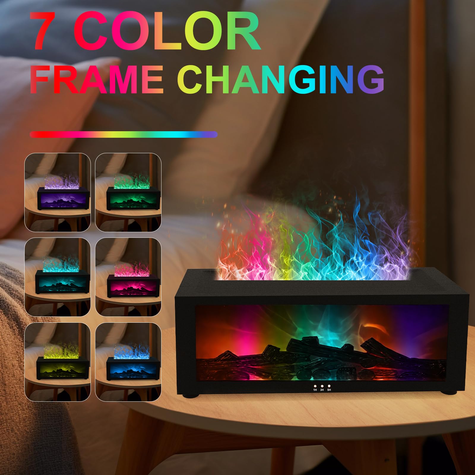 Eiifiter fireplace diffuser with 150ml tank provides lasting mist for a peaceful room.
