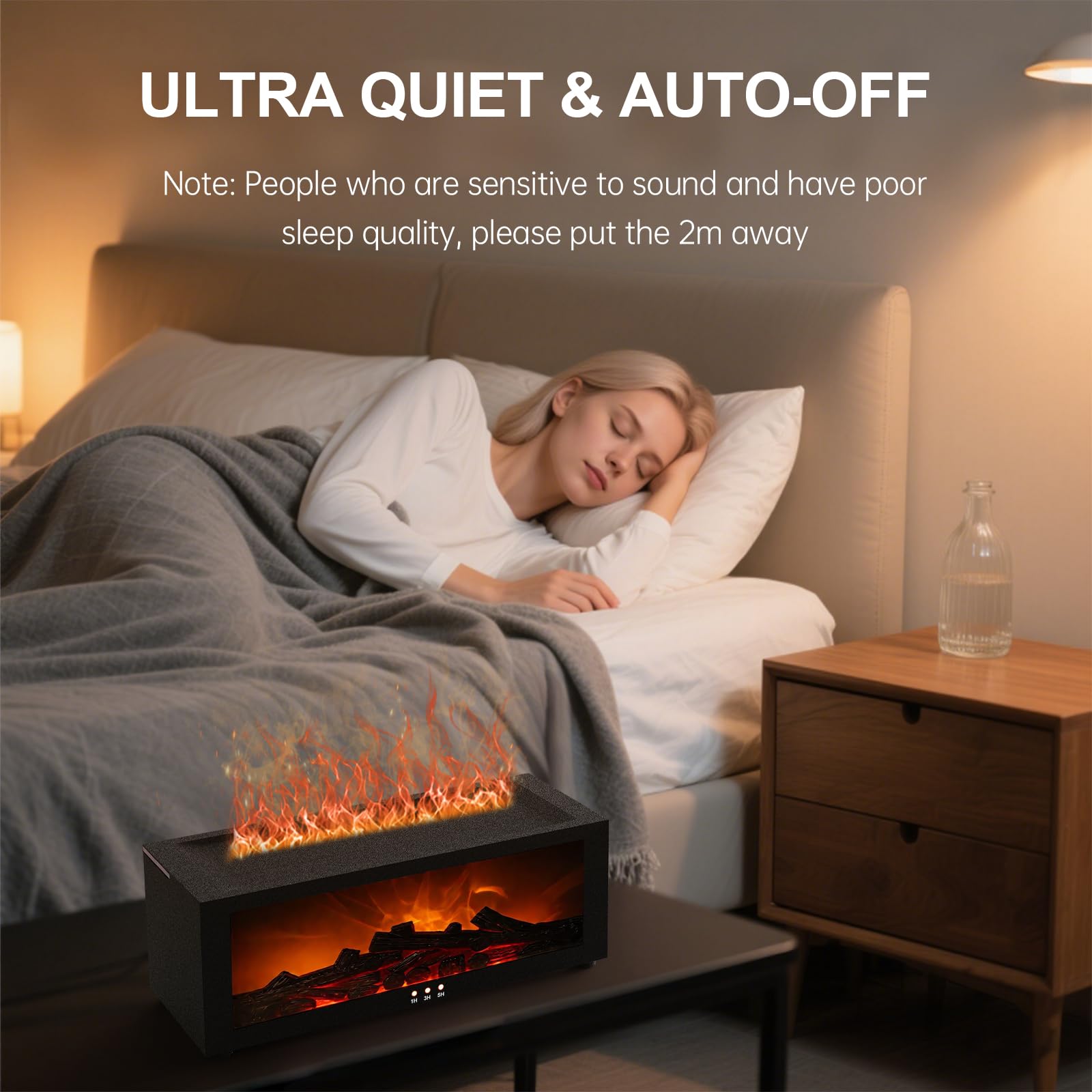 Eiifiter fireplace diffuser timer auto-off supports flexible scent sessions.