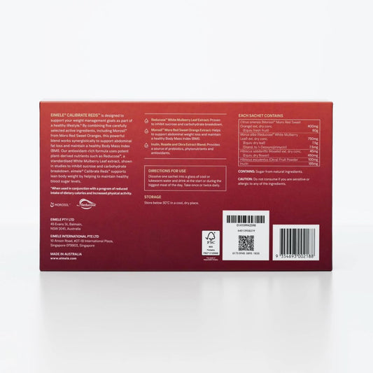 eimele Calibrate Reds scoop pouring powder for easy daily dosing