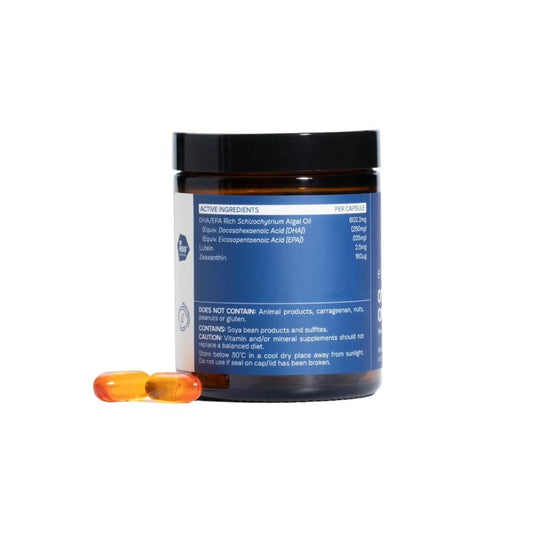 eimele Optimal Omega+ capsules arranged for easy daily use, vegan omega-3 option