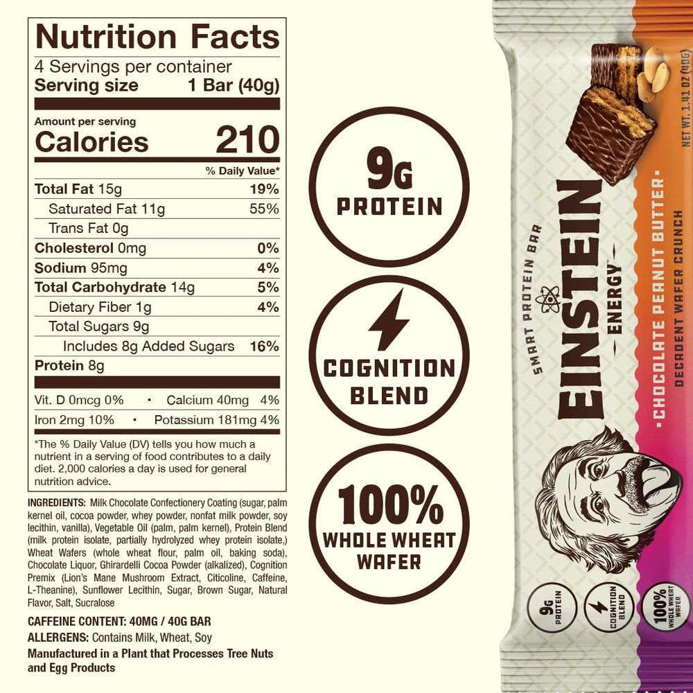 Einstein Energy Smart Snack Bars cross-section highlights creamy filling and wafer texture