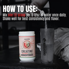 Athlete in gym using Ekkovision Creatine Monohydrate post-workout shake.