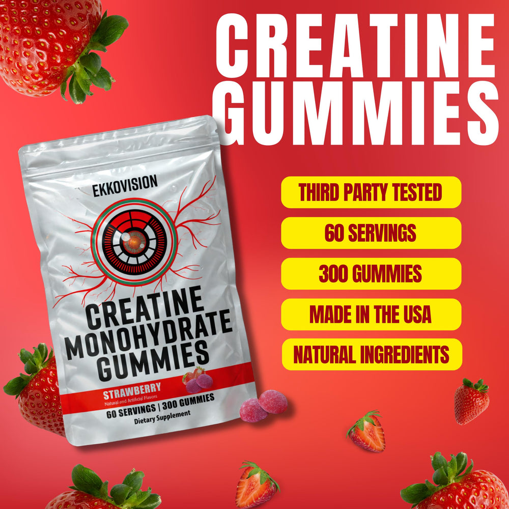 Hand holding Ekkovision orange citrus gummies for on-the-go fueling.