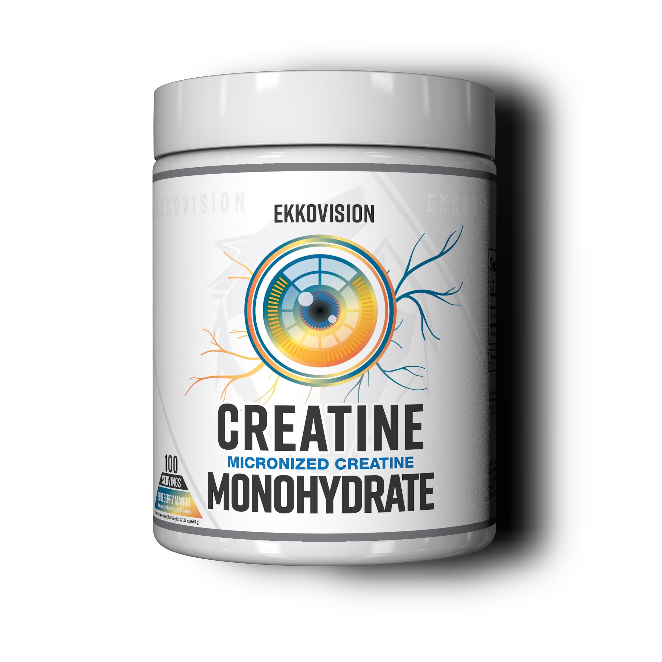 Ekkovision Creatine Monohydrate Powder in Blueberry Mango for smooth mixing and daily energy support.