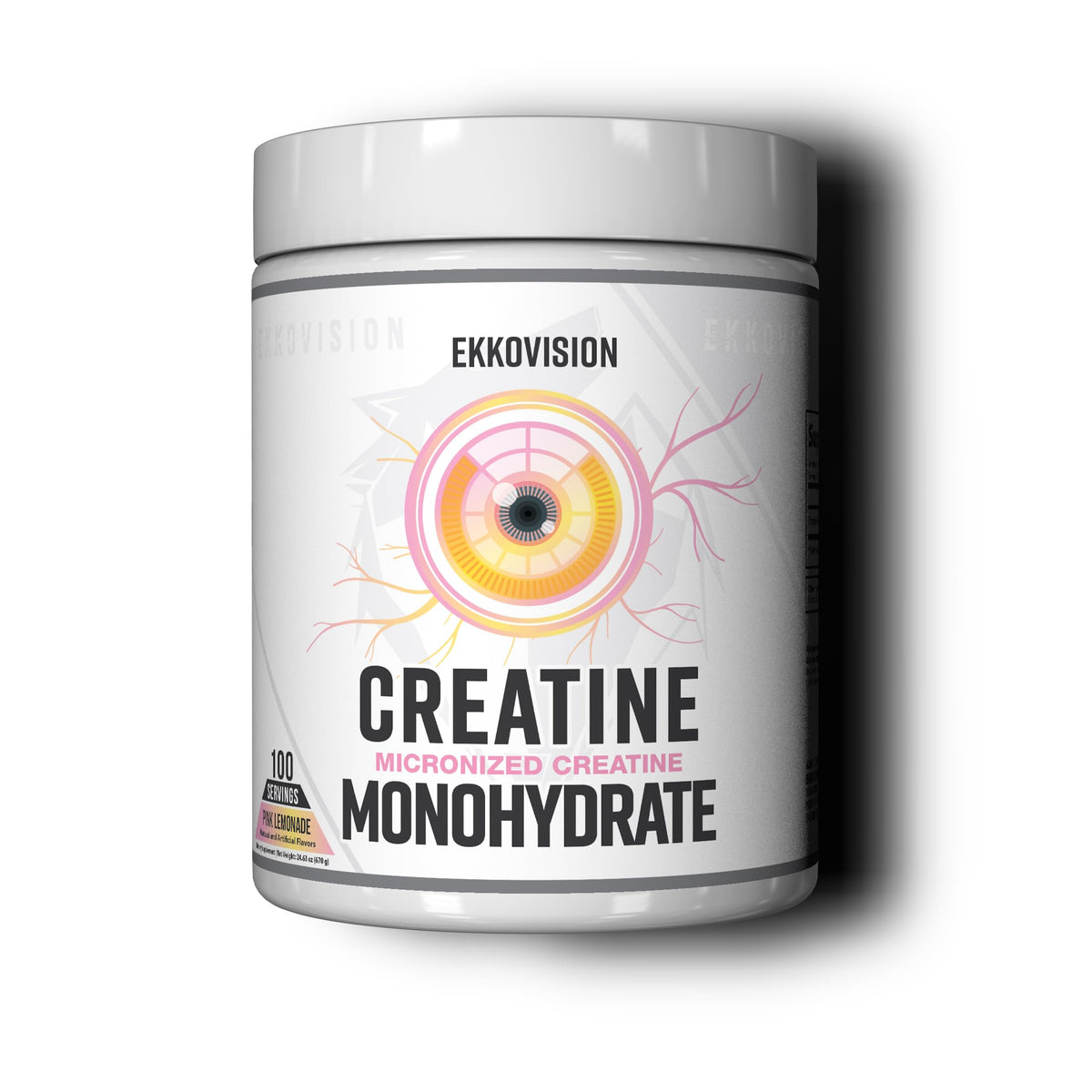 Ekkovision Creatine Monohydrate Pink Lemonade bottle for easy daily use