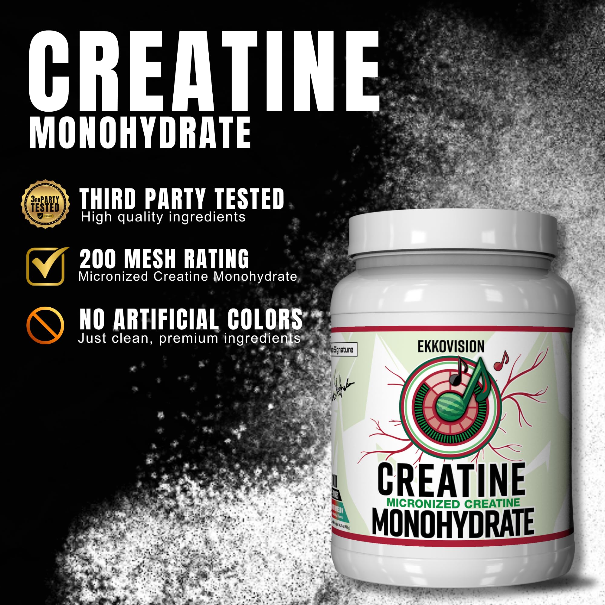 Ekkovision creatine mix dissolving in water to support quick training energy.