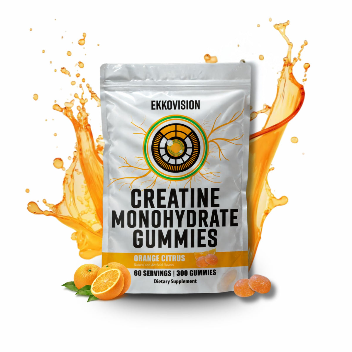 Ekkovision Creatine Monohydrate Gummies bottle for easy pre- or post-workout fuel.