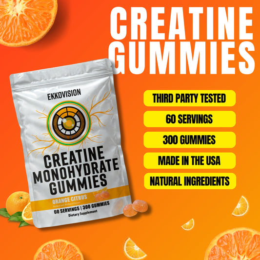 Ekkovision Creatine Monohydrate Gummies serving shows convenient pre-measured doses.