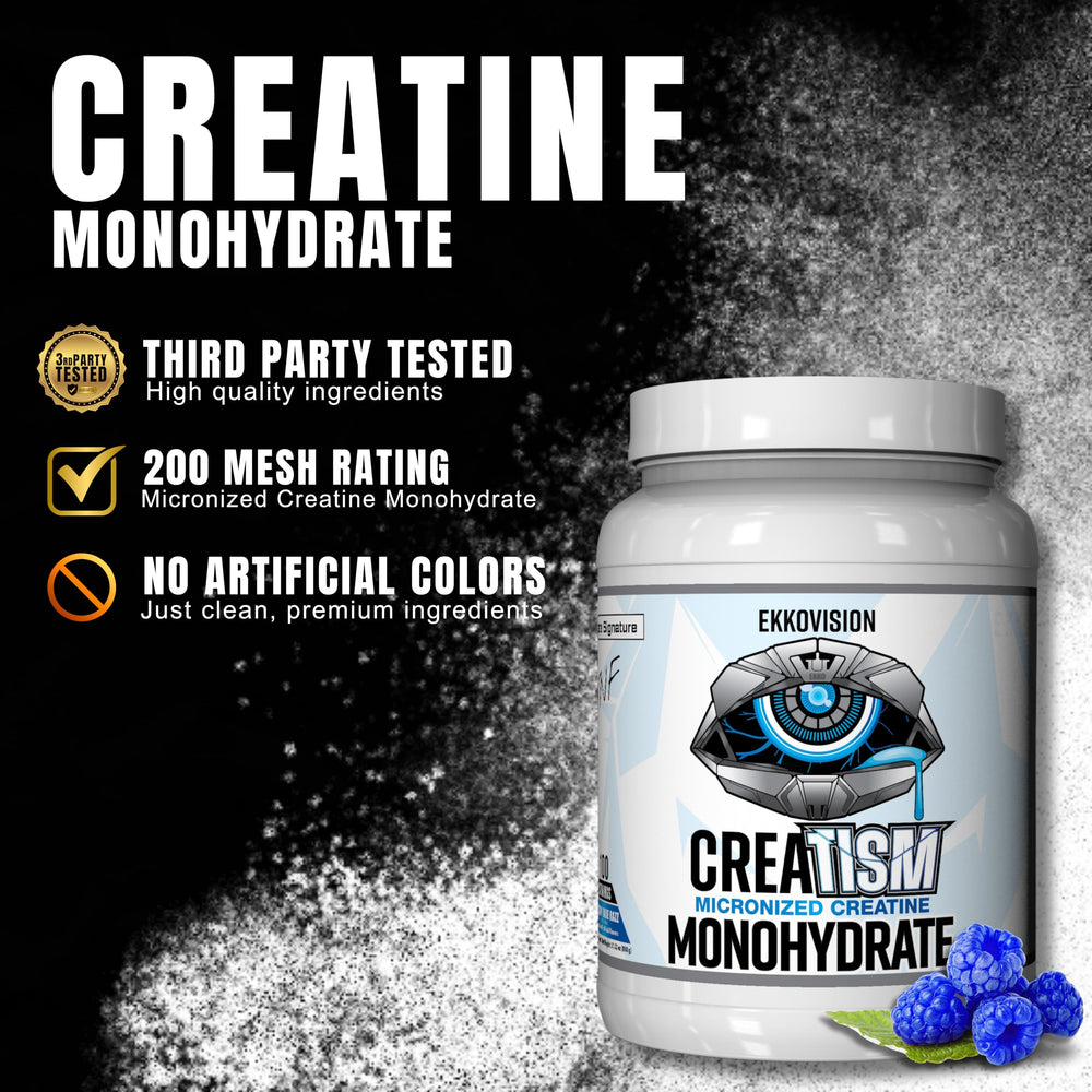 Ekkovision Creatine Monohydrate powder being stirred into a shaker for rapid, smooth dissolution