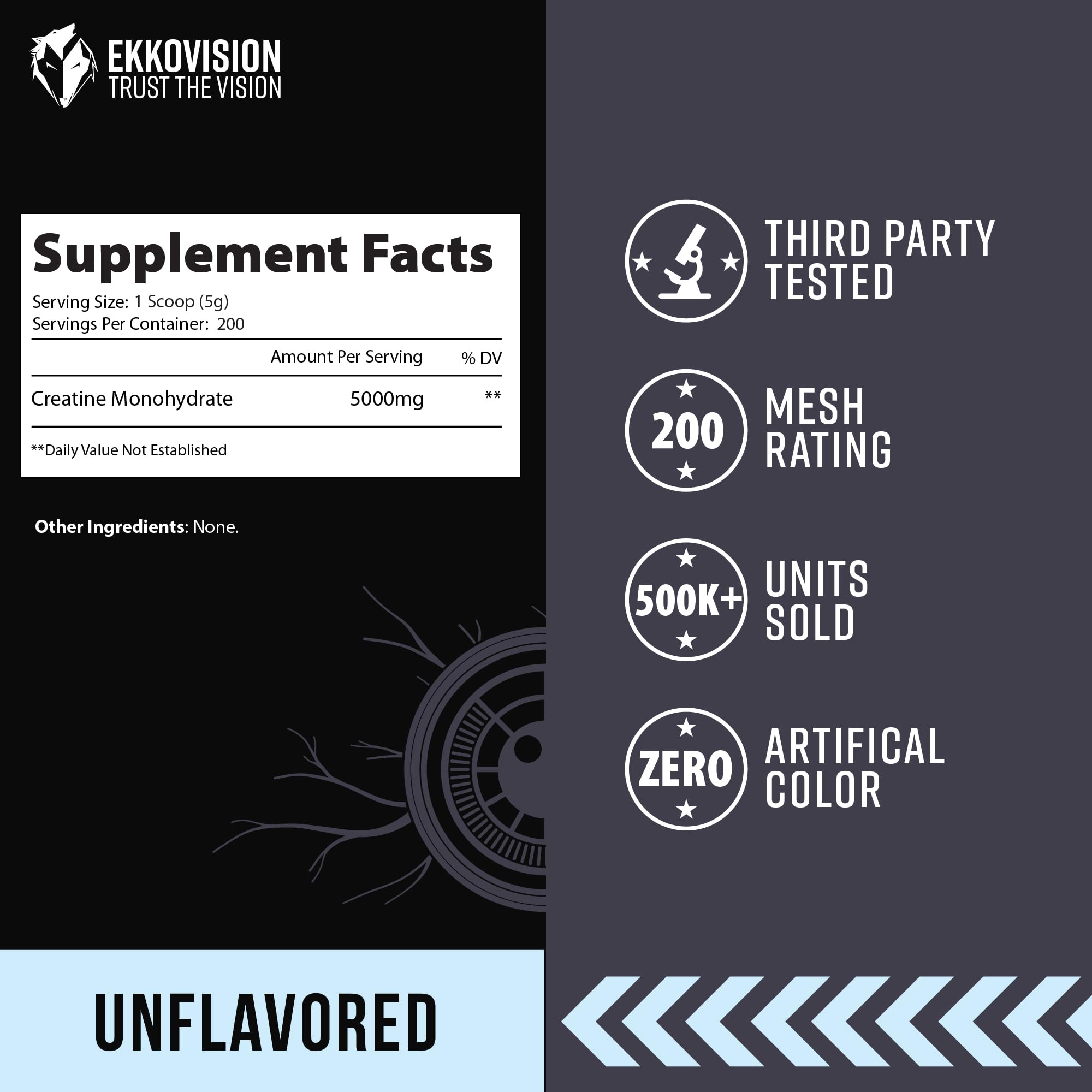 Ekkovision Creatine versatile add-in for custom beverage mixes.