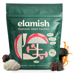 Elamish Mushroom Gummies focus clarity bottle for improved concentration