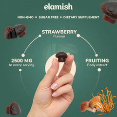 Elamish Mushroom Gummies vegan-friendly bottle fits plant-based routines naturally