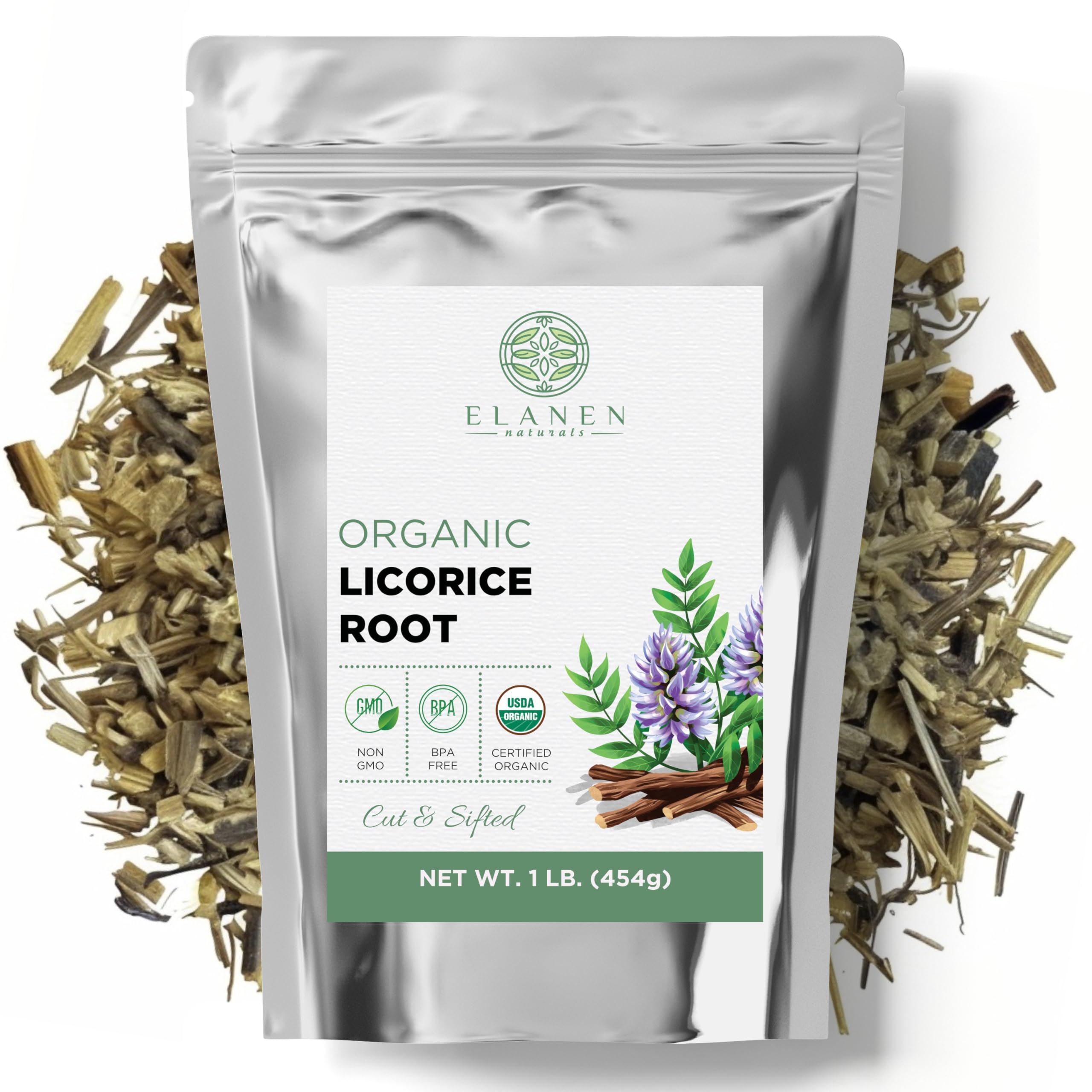 Elanen Naturals organic licorice root loose tea for flavorful brews