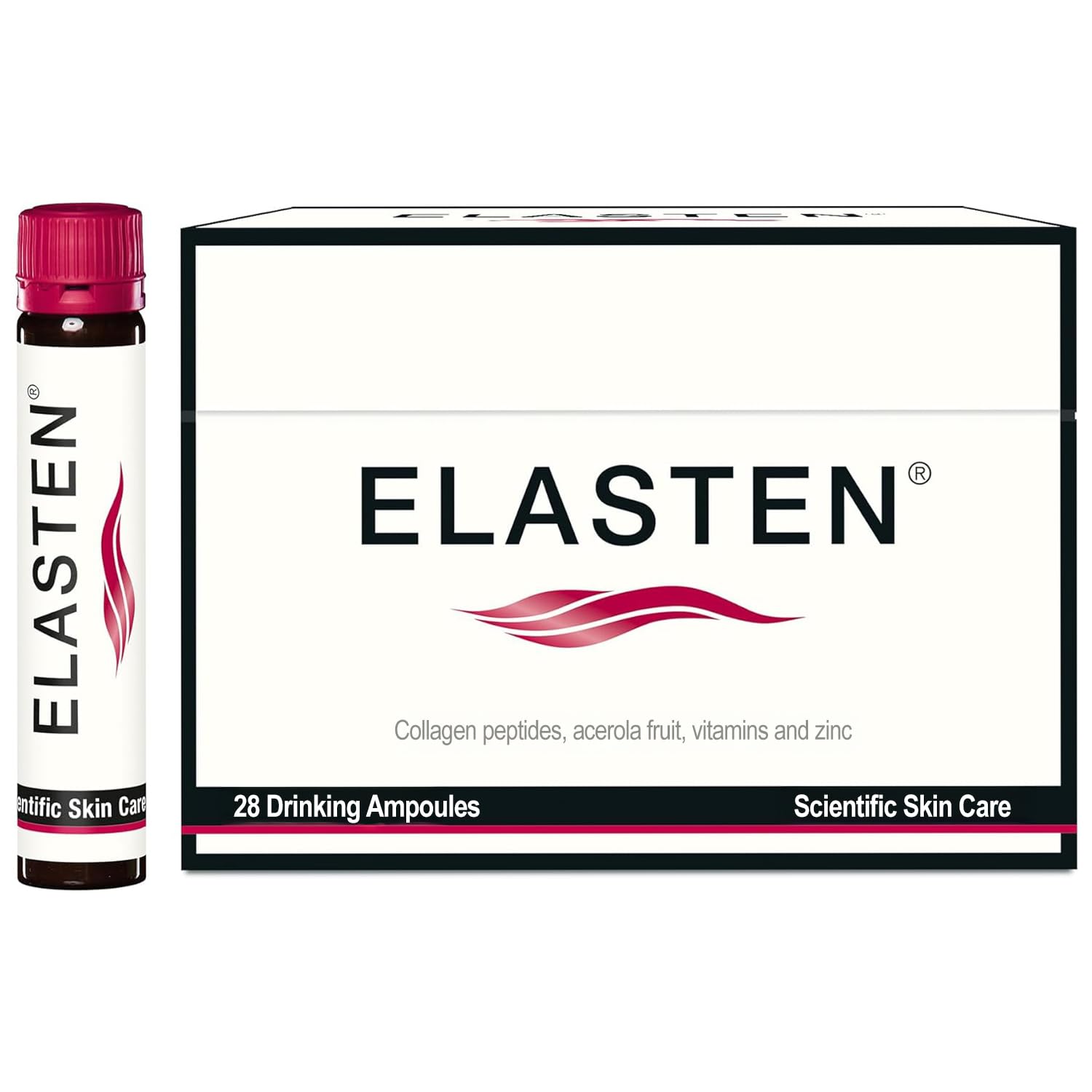 Elasten collagen ampoules bottle close-up for a daily radiant skin routine.