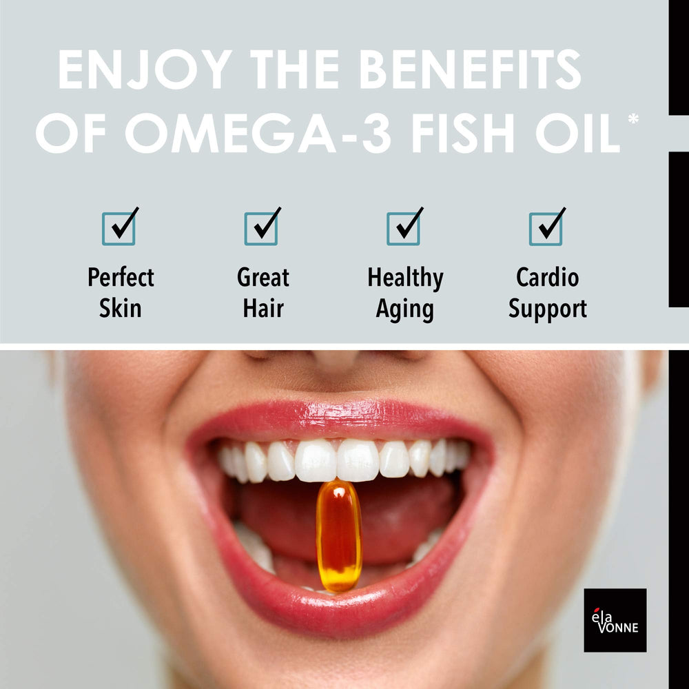 Elavonne Norway Pure Omega-3 bottle closeup showing clean, triple distilled quality