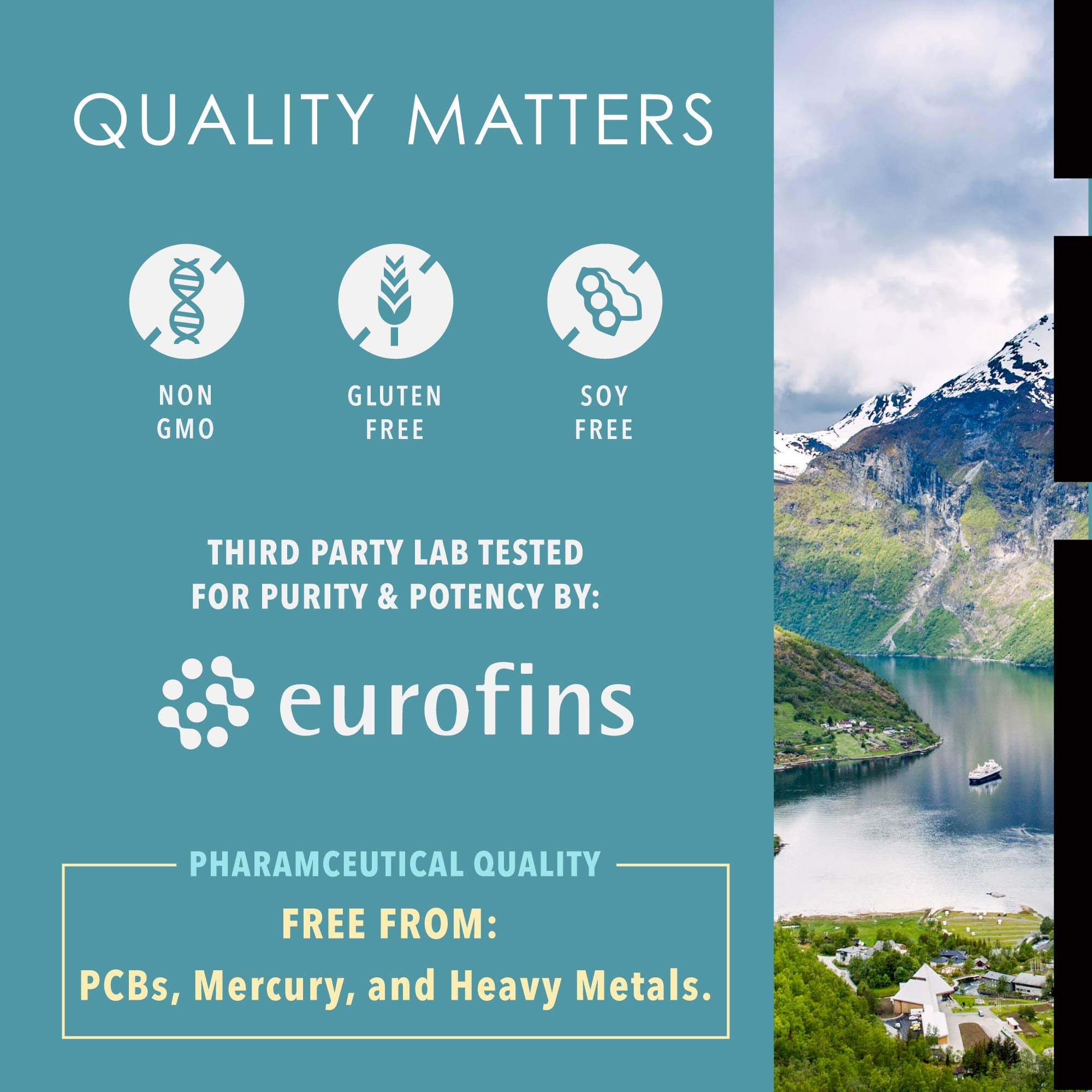 Elavonne Norway Pure Omega-3 label graphic emphasizing high EPA and DHA per serving