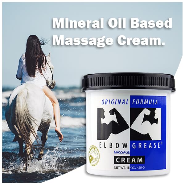Packaging of Elbow Grease Original Massage Cream unscented 15oz for storage.