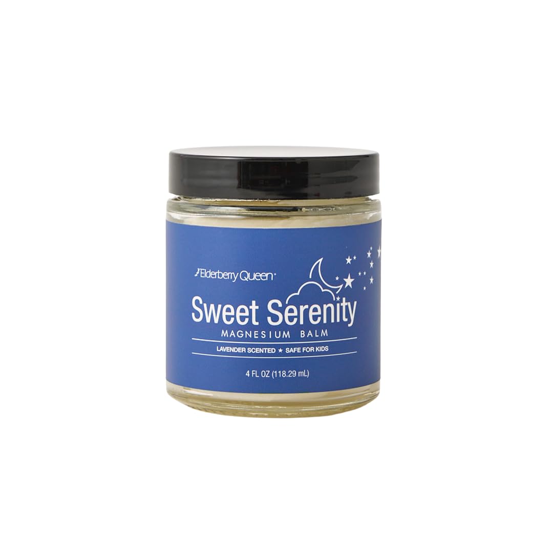 Elderberry Queen Sweet Serenity Balm jar closeup for soothing skin care.