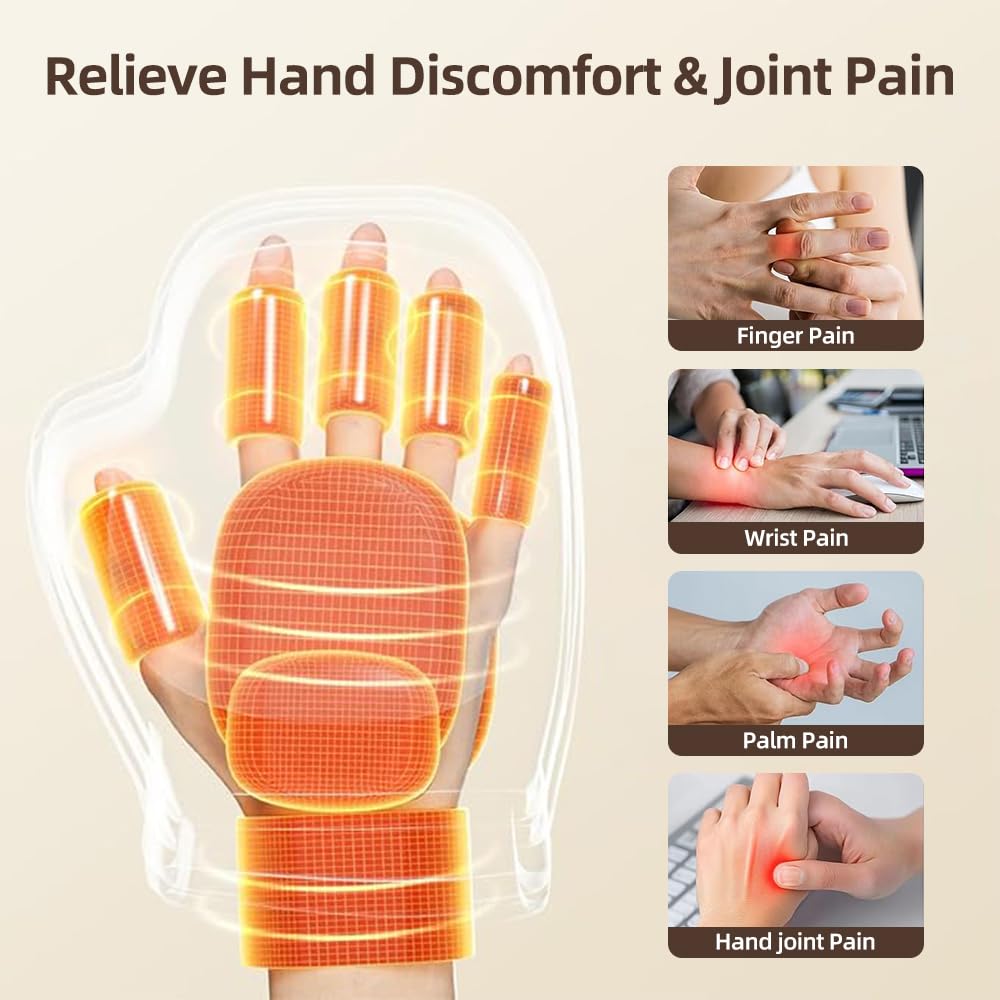 Independent chambers in EldHilfe massager target fingers, palms, and back