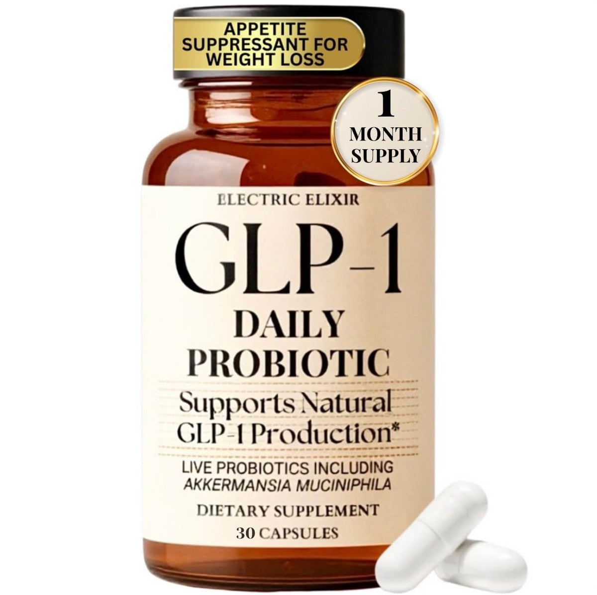 Electric Elixir GLP-1 Daily Probiotic bottle with vegan formula for daily use