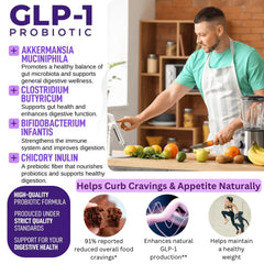 Packaging box for Electric Elixir GLP-1 Daily Probiotic on store shelf