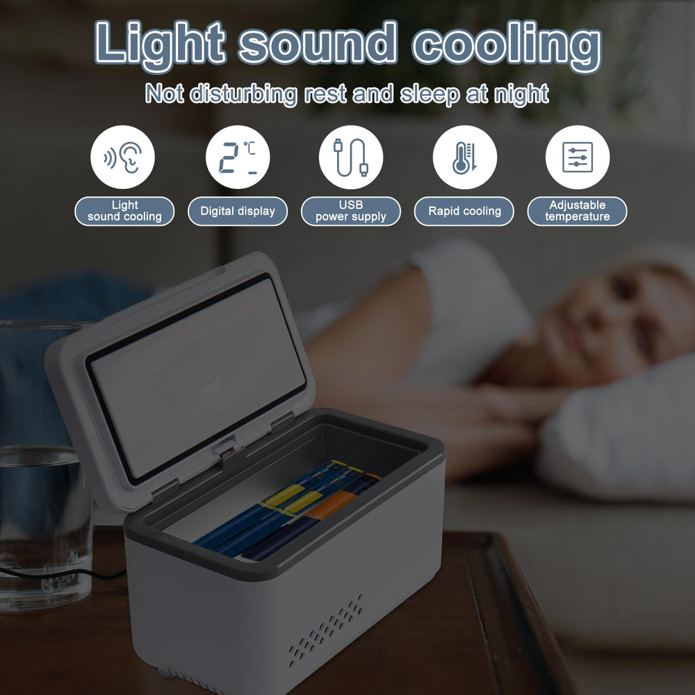 electric insulin cooler travel case opened to show interior capacity for insulin pens