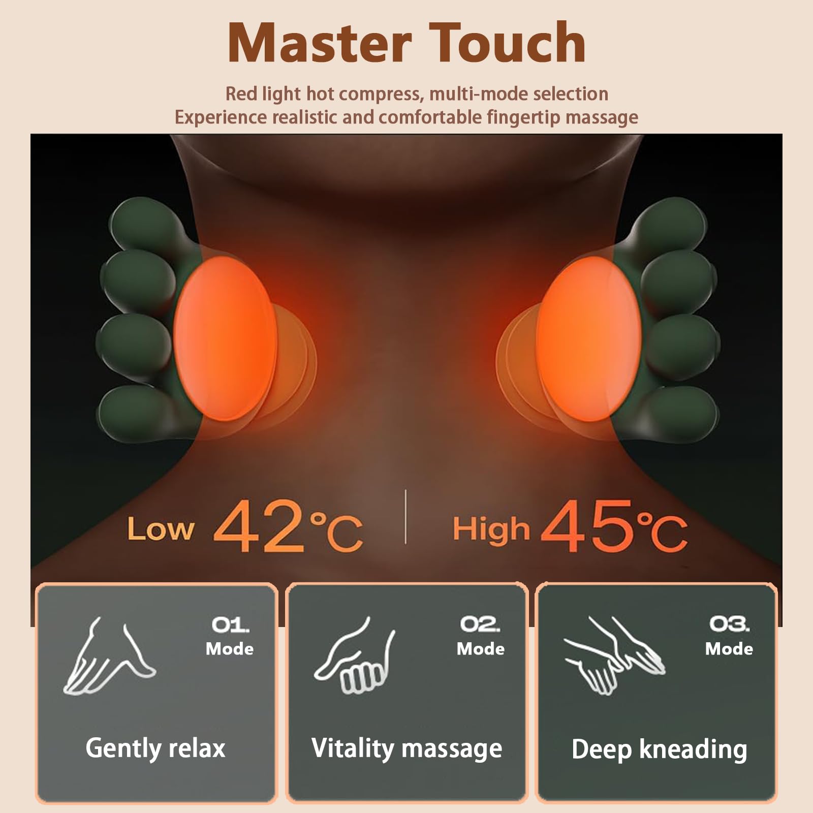 Electric Shiatsu Neck Shoulder Massager heat function provides comforting warmth