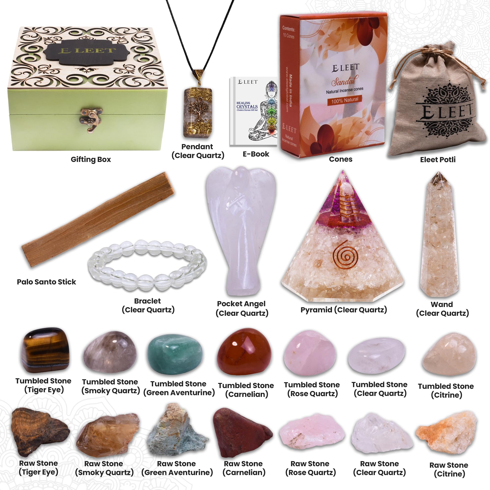 Eleet Healing Stones wand set enhances focus and meditative energy during practice