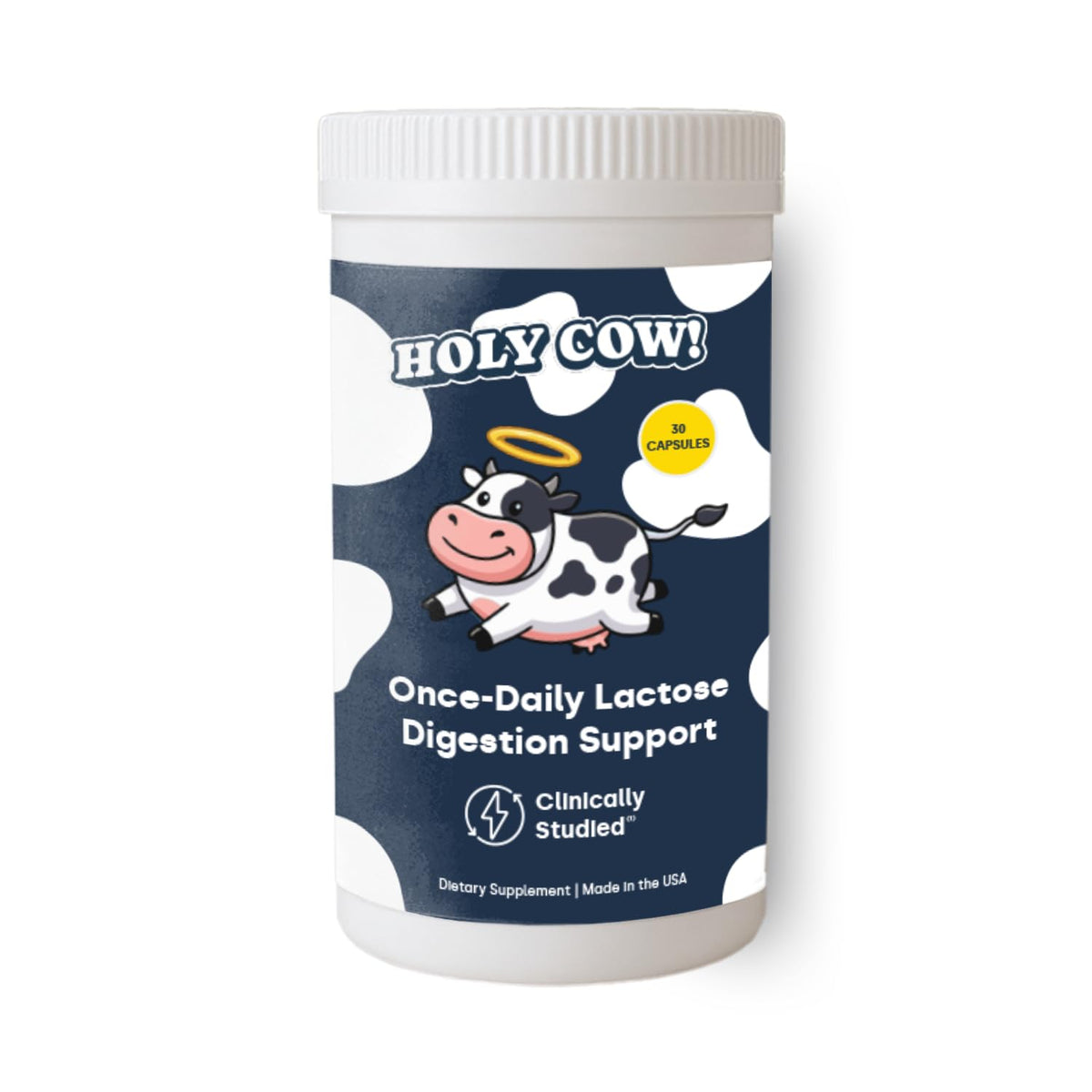 Element Longevity once-a-day lactose pill bottle front for all-day dairy comfort.