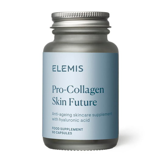 ELEMIS Pro-Collagen Skin Future bottle shown on a clean shelf for daily hydration support.