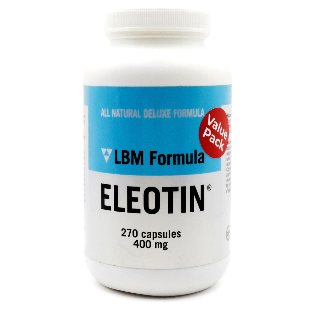 Close-up of Eleotin capsules shows bulk daily capsules for long-term wellness.