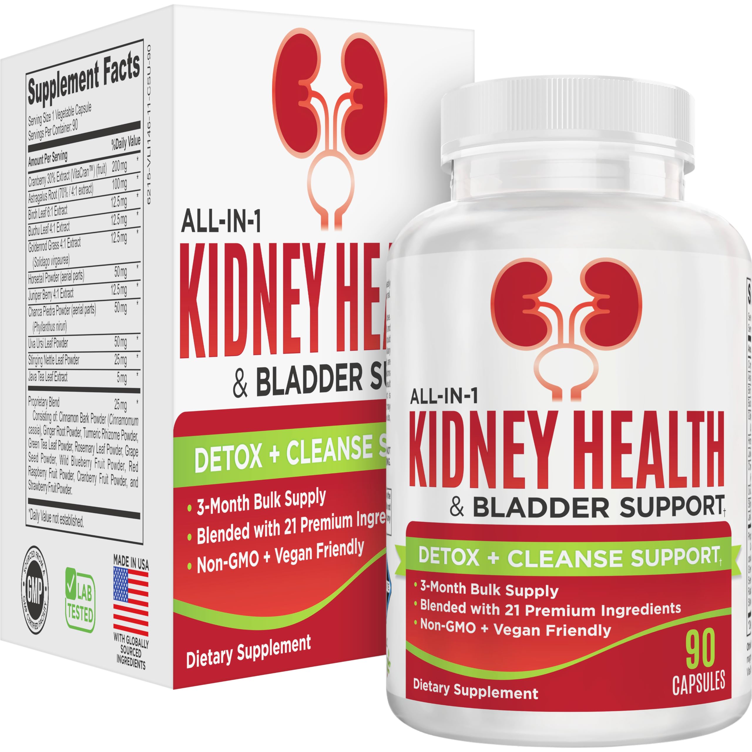 Elevate Kidney & Bladder Support bottle front for daily urinary health.