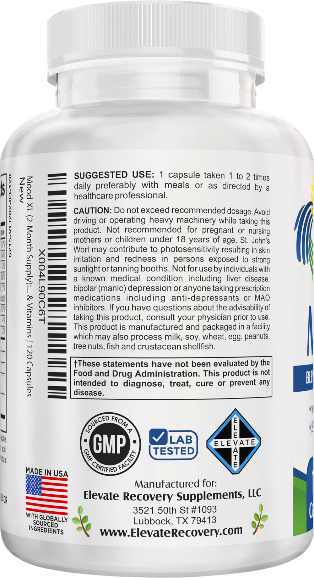 Elevate Mood-XL bottle pour demonstrates convenient daily dosage for sustained calm