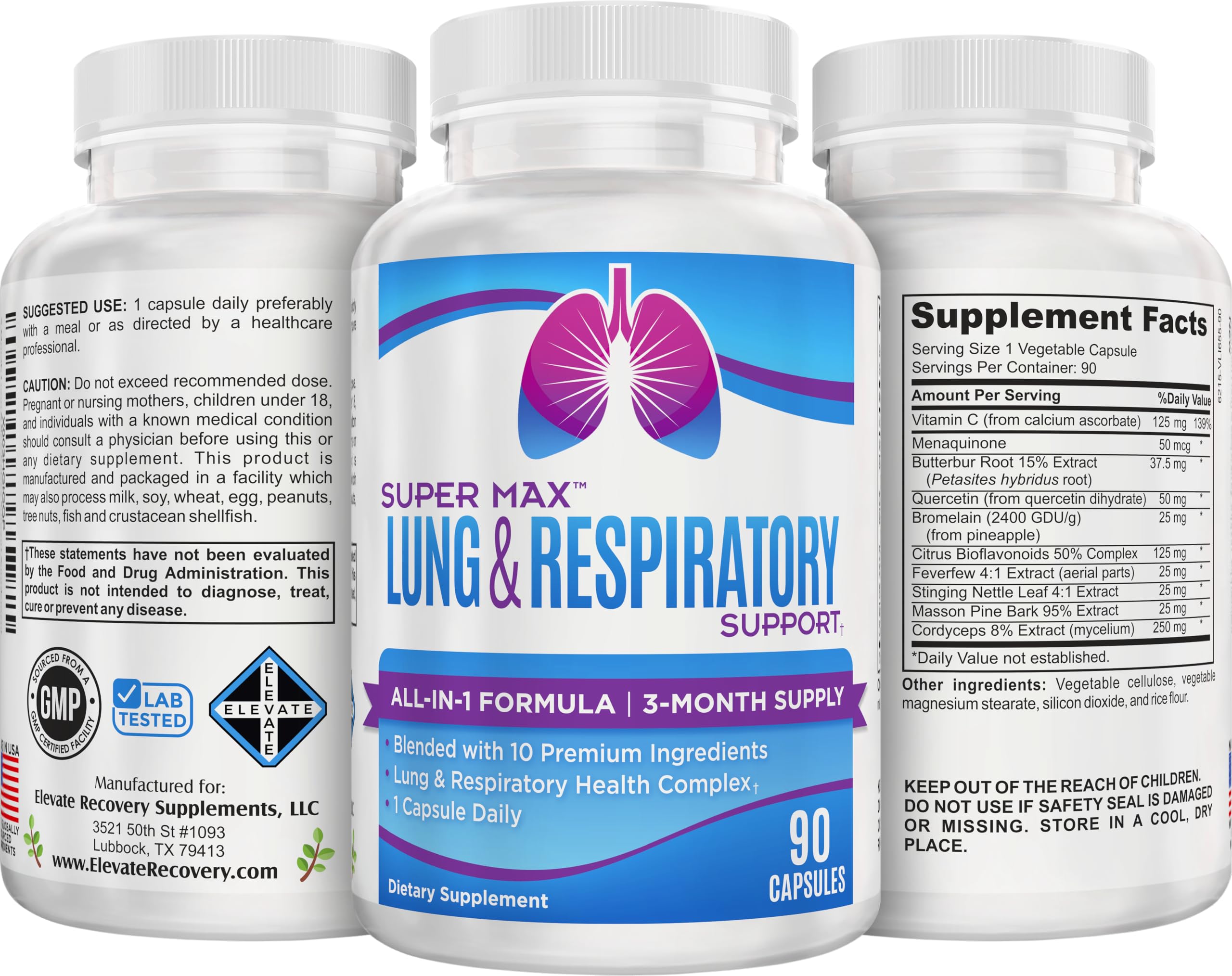 Elevate Recovery Lung and Respiratory bottle on shelf suggesting fast delivery