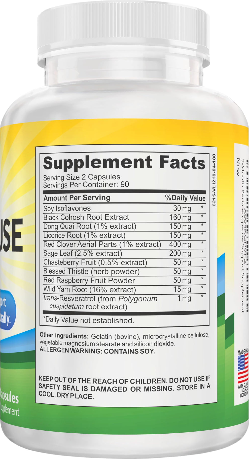 Elevate Recovery Perimenopause bottle open, capsules ready for daily use