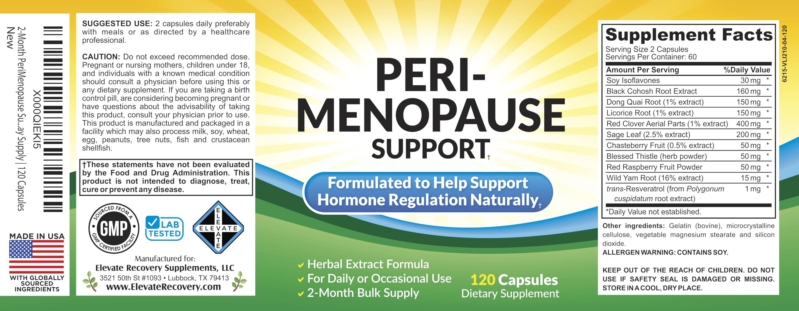 Elevate Recovery Perimenopause bulk-pack suggesting cost-effective two-month replenishment.