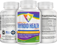 Label close-up emphasizing 14 active ingredients in the thyroid formula