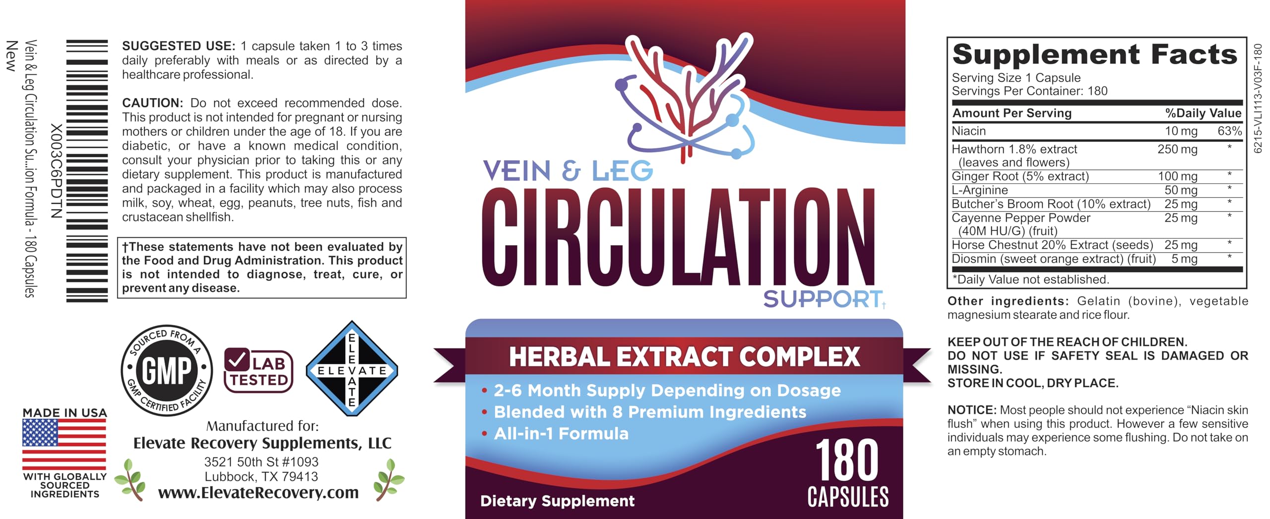 USA-made GMP packaging of Elevate Recovery supplement