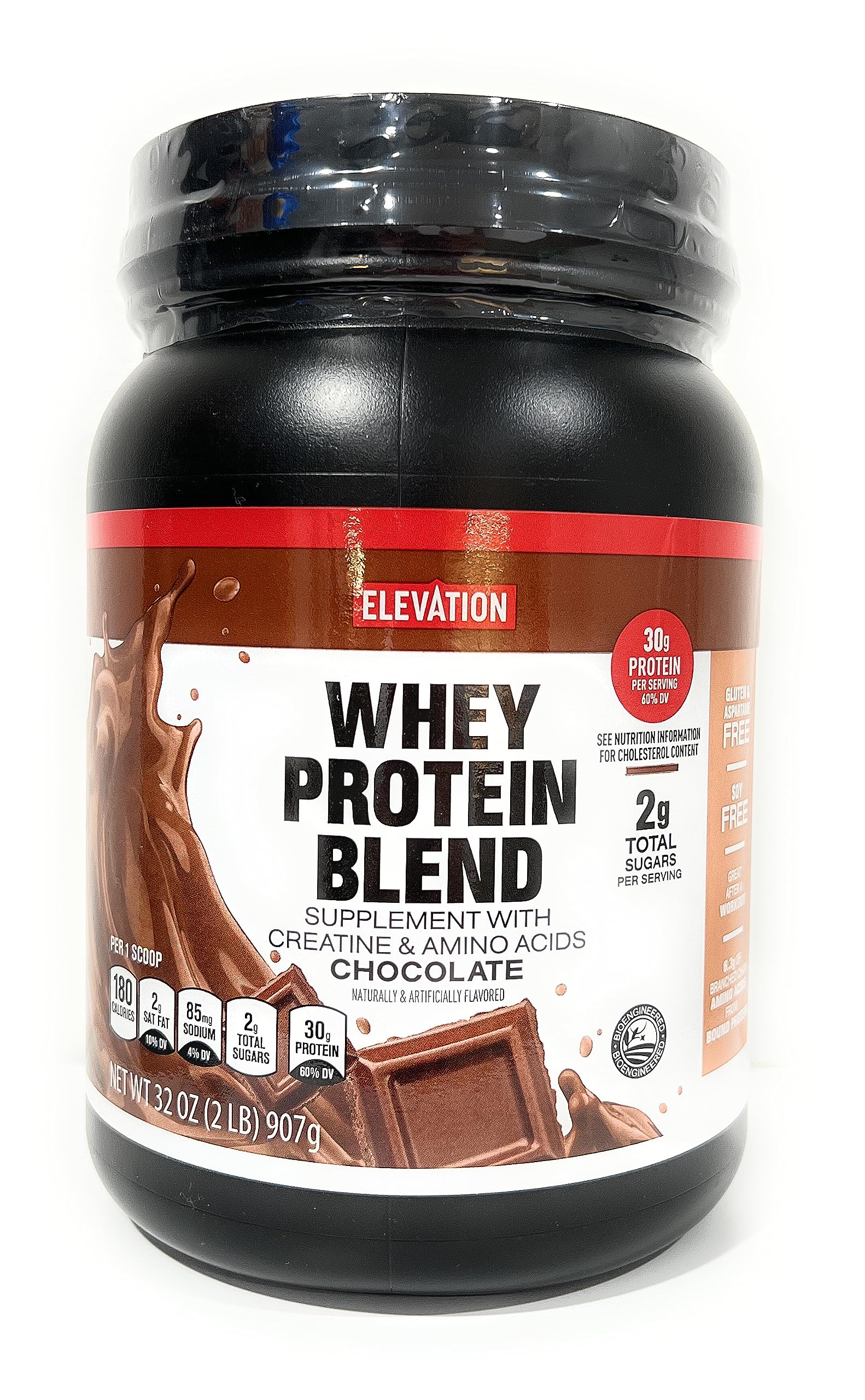 Elevation by Millville chocolate protein powder bottle ready for daily mixing and workouts.