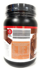Elevation chocolate protein powder 32oz shake glass with prepared drink for recovery.