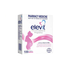 Elevit TAB with Iodine bottle front, highlighting prenatal nutrients for pregnancy support.