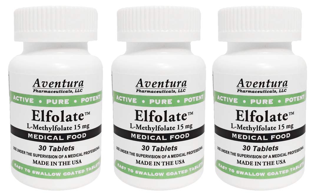 ELFOLATE 15mg 3-pack bottle front, convenient daily supplement option.
