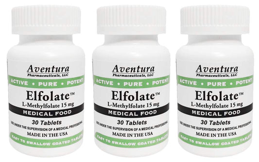 ELFOLATE 15mg 3-pack bottle front, convenient daily supplement option.
